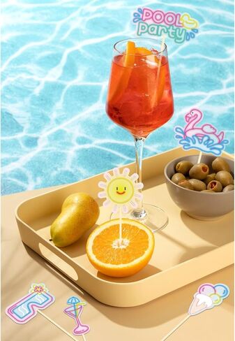 30 Pack Summer Pool Party Cupcake Toppers Neon Pool Party Decorations Picks for Hawaii Beach Pool Theme Wedding Baby Shower Birthday Party Supplies (Pool) in Saudi Arabia