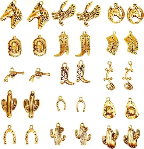 120pcs Western Charms Cowboy Charms for Jewelry Making Mixed Cowboy Boot Hat Cactus Horsehead Eagle Charms Pendant for Bracelet Necklace Father Gift DIY Craft Findings in Kuwait
