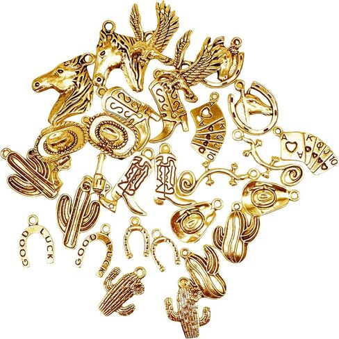 120pcs Western Charms Cowboy Charms for Jewelry Making Mixed Cowboy Boot Hat Cactus Horsehead Eagle Charms Pendant for Bracelet Necklace Father Gift DIY Craft Findings in Kuwait