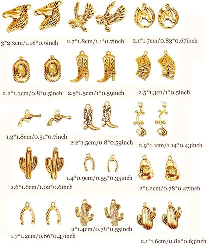 120pcs Western Charms Cowboy Charms for Jewelry Making Mixed Cowboy Boot Hat Cactus Horsehead Eagle Charms Pendant for Bracelet Necklace Father Gift DIY Craft Findings in Kuwait