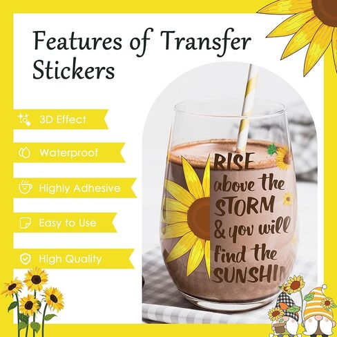 لفائف كوب Afritee UV DTF - 8 أوراق بنية مرتفعة البقر كاريب كارتون كارتون عاشق الأشعة فوق البنفسجية DTF Cup Transfers ملصقات شارات مقاومة للماء للزجاج ، عباد الشمس المرتفعات UV DTF فرك على القش الحرف in Kuwait