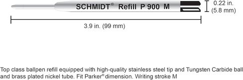 Schmidt P900 Ballpoint Tc Ball Parker Style Refill Medium, Black, 2 Pack Blister (SC58135) in Saudi Arabia