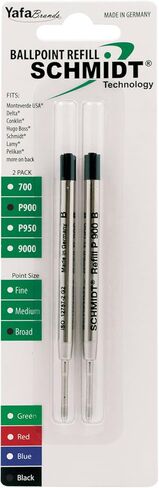 Schmidt P900 Ballpoint Tc Ball Parker Style Refill Medium, Black, 2 Pack Blister (SC58135) in Saudi Arabia