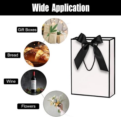 ZJHiome Gift Bags for Presents, 2 Pack Medium Paper Bags with Bow Ribbon Tissue Paper Cards Thank You Gift Bag with Handles for Christmas Holiday Birthday Shopping Bags(Black,White) in Kuwait