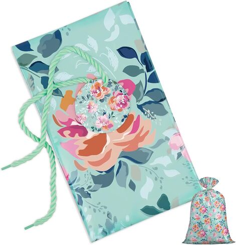 Loveinside Jumbo Large Plastic Gift Bag, Floral Design Plastic Bag with Tag and Tie for Birthday, Mother's Day, Wedding - 56" x 36", 1 Pcs - Mint Flower in Kuwait
