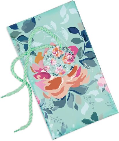 Loveinside Jumbo Large Plastic Gift Bag, Floral Design Plastic Bag with Tag and Tie for Birthday, Mother's Day, Wedding - 56" x 36", 1 Pcs - Mint Flower in Kuwait