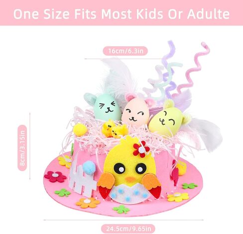 Derayee Easter Bonnet Kit for Kids ، Easter Chick Bunny Egg Diy Art Craft Kits Make Your Easter That for Easter Craft in Kuwait