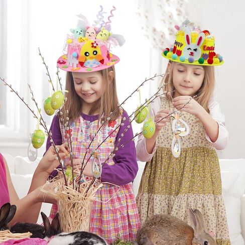 Derayee Easter Bonnet Kit for Kids ، Easter Chick Bunny Egg Diy Art Craft Kits Make Your Easter That for Easter Craft in Kuwait