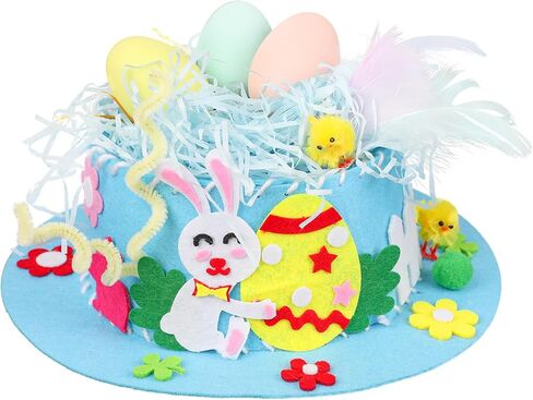 DERAYEE Easter Bonnet Kit for Kids, Easter Chick Bunny Egg DIY Art Craft Kits Make Your Own Easter Hat for Easter Craft in Kuwait