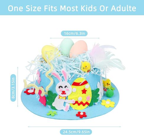 DERAYEE Easter Bonnet Kit for Kids, Easter Chick Bunny Egg DIY Art Craft Kits Make Your Own Easter Hat for Easter Craft in Kuwait
