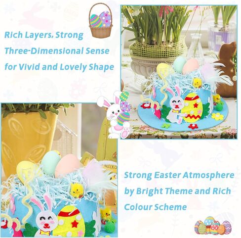 DERAYEE Easter Bonnet Kit for Kids, Easter Chick Bunny Egg DIY Art Craft Kits Make Your Own Easter Hat for Easter Craft in Kuwait