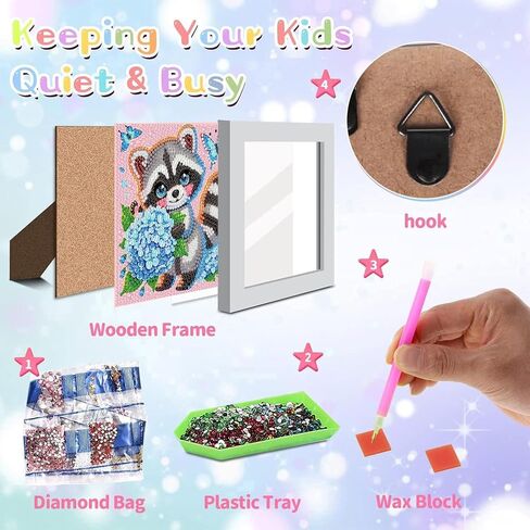 ajepon Sloth Diamond Art Kits for Kids with Frame,Sloths Diamond Art for Kids Ages 8-12,Animal Diamond Painting Kits for Kids with Beautiful Package for Gift Home Wall Decor(7x7inch) in Kuwait