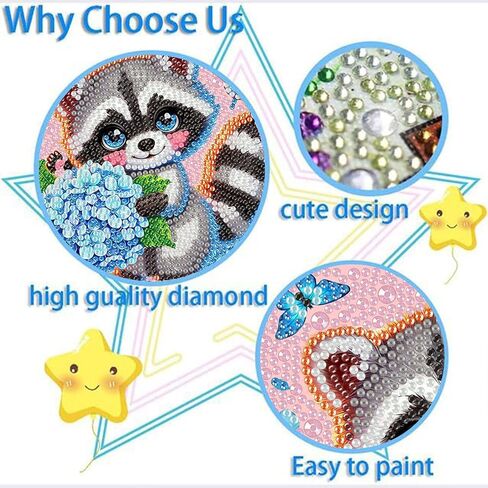 ajepon Sloth Diamond Art Kits for Kids with Frame,Sloths Diamond Art for Kids Ages 8-12,Animal Diamond Painting Kits for Kids with Beautiful Package for Gift Home Wall Decor(7x7inch) in Kuwait