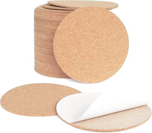 24 Pcs 2mm Thick Self-Adhesive Cork Sheets Cork Coasters, 4 x 4 Inch Square Cork Board Cork Tiles, Backing Cork Mats with Strong Adhesive-Backed for DIY Coasters in Saudi Arabia