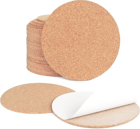24 Pcs 2mm Thick Self-Adhesive Cork Sheets Cork Coasters, 4 x 4 Inch Square Cork Board Cork Tiles, Backing Cork Mats with Strong Adhesive-Backed for DIY Coasters in Saudi Arabia