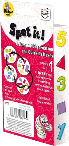 Zygomatic Spot It! 1,2,3 (2024 Refresh) - Eco-Blister Edition, 5-in-1 Visual Perception Game for Quick Reflexes and Family Fun, Ages 6+, 2-8 Players, 10 Minute Playtime, Made in Saudi Arabia