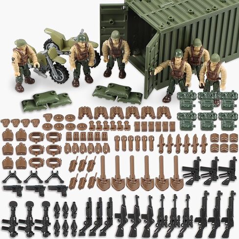 مجموعة البناء القاعدة الجيش العسكرية في الأصابع ، WW2 Battle Brick Armory Swat Team Gun Gun Pack Toys for Kids Boys 8+ ، متوافقة مع الطوب الكلاسيكي (611pcs) in Kuwait