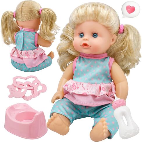 12 Inch Baby Doll- Interactive Talking Feeding Reborn Baby Dolls with Different Sounds and Accessories, Pretend Play Preschool Toys Gift for Girls 2 3 4 5+ Years Old in Saudi Arabia