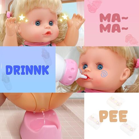 12 Inch Baby Doll- Interactive Talking Feeding Reborn Baby Dolls with Different Sounds and Accessories, Pretend Play Preschool Toys Gift for Girls 2 3 4 5+ Years Old in Saudi Arabia