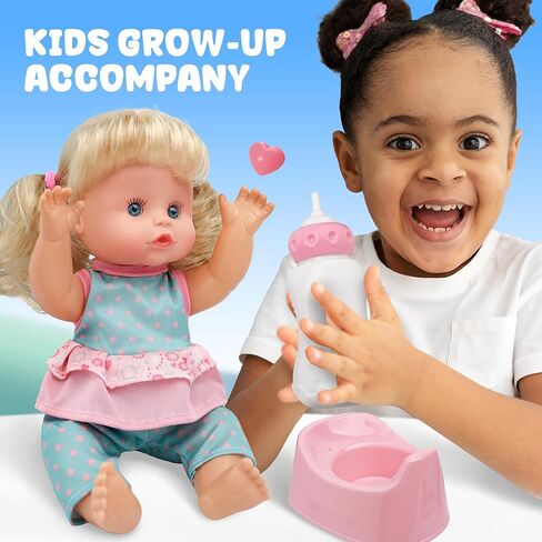 12 Inch Baby Doll- Interactive Talking Feeding Reborn Baby Dolls with Different Sounds and Accessories, Pretend Play Preschool Toys Gift for Girls 2 3 4 5+ Years Old in Saudi Arabia