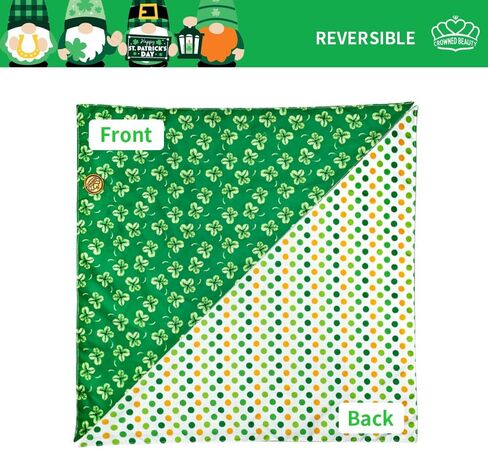 CROWNED BEAUTY St Patricks Day Dog Bandanas Large 2 Pack, Clover Chic Set, Green Plaid Adjustable Triangle Reversible Holiday Scarves for Medium Large Extra Large Dogs Boy Girl Pets DB96-L in Saudi Arabia