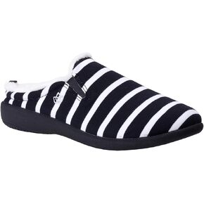 Spenco Women's Dundee Striped Slipper, Black/White, 9.5