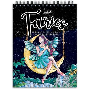 ColorIt Fairies Coloring Book for Adults Relaxation, 50 Single-Sided Designs, Thick Smooth Paper, Spiral Binding, USA Printed, Lay Flat Hardback Book Covers, Ink Blotter Paper, Fairies Coloring Pages