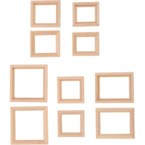 DOITOOL 10 Pcs Dollhouse Picture Frame,1: 12 Scale Miniature Picture Frame,5 Different Sizes,Wooden Mini Photo Frame Dollhouse Accessories for DIY Wall Art Painting Photo Props