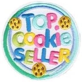 Top Cookie Seller Iron On Patch, Scout Fun Badge, 2 Inch Round, Cookie Design