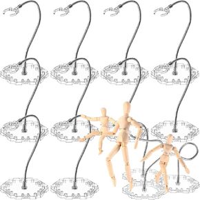 12 Pcs Action Figure Stands for 8 to 12 Inches Dolls Flexible Assembled Action Figure Display Holder with Adjustable Metal Support Arm Figure Stands Base Compatible with HG/RG 1/144 Toy