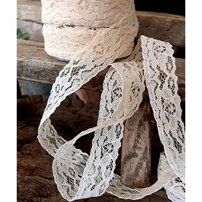 AK TRADING CO. AK-Trading 1" Wide x 25 Yards Decorating, Designing and Crafts (Ivory) Floral Pattern Lace Ribbon (BCACS20088)