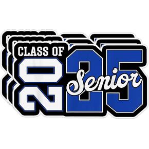 Class of 2025 Senior Stickers, 3 Pieces, Blue and Black