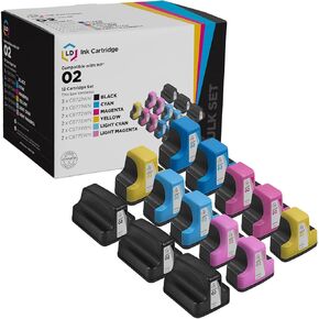 LD Products Remanufactured Replacements for HP 02 Ink Cartridges with Smart Chip (3 Black, 2 Cyan, 2 Magenta, 2 Yellow, 2 Light Cyan, 2 Light Magenta, 13-Pack) for PhotoSmart C5180 C6180 C6280 C7250