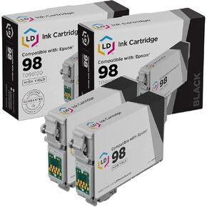 LD Products Remanufactured Ink Cartridge Replacement for Epson 98 T098120 (2 Pack - Black) Compatible with The Following Epson Printer Models Artisan: 700 710 725 730 800 810 835 837