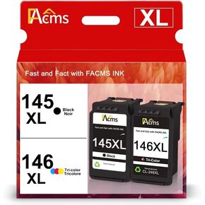 PG-145XL CL-146XL Ink Cartridges Combo Pack Replacement for Canon 145XL/146XL 145 146 High Yield for PIXMA TS3110 iP2810 MG2410 MG2510 MG2910 MG3010 (1 Black, 1 Color)