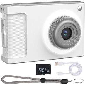 كاميرا Lovcliks الرقمية ، FHD 1080p Kids Camera مع بطاقة 32 جيجابايت ، شاشة 2.4 بوصة ، 8x Zoom Atti Shake ، 50 ميجابكسل مضغوط نقطة صغيرة هدية الكاميرا لفتاة في سن المراهقة البالغ (الفضة)