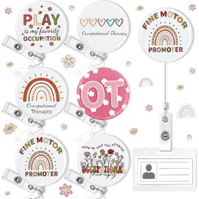 Hoteam 6 Pcs Physical Therapist Badge Reel Retractable with Alligator Clip Badge Holders for Healthcare Badge Reel Clip for Doctor Nurse Physical Therapist Assistant PT Appreciation Gifts