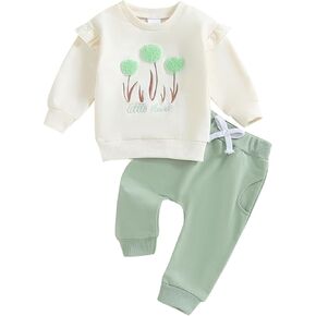 Mubineo Toddler Baby Girl Clothes Cute Flower Sweatshirt Outfits Fall Winter Long Sleeve Tops Pant Outfit Sweatsuit Set