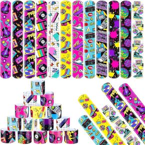 Viicoor Retro 48PCS Slap Bracelets Snap Bracelet 70s 80s 90s Wrisrtband School Prizes Exchanging Gifts