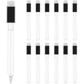 12 Pcs Fine Felt Tip Dry Erase Pens Magnet Dry Erase Markers Whiteboard Markers with Eraser Mini White Dry Erasable Markers for Office School Home Classroom Supplies