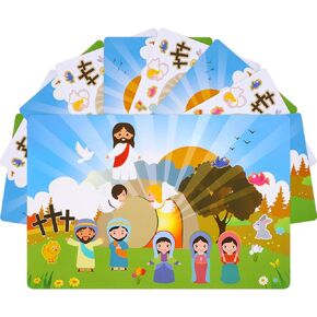 Outus 10 Set 11.81 Inch Easter Stickers Religious Easter Sticker Sheets Christian Easter Stickers for School Classroom Activity Supply Easter Party Game Stickers