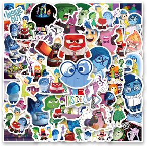 60 Pcs Inside Out Stickers for Kids, Cute Cartoon Movie Stickers for Water Bottles Laptop Scrapbook Phone Luggage Bike Motorcycle Guitar Helmet Skateboard Stickers
