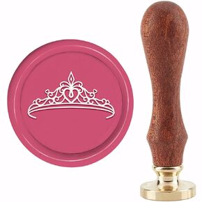 CRASPIRE Crown Wax Seal Stamp Crown Sealing Wax Stamps 30mm Retro Vintage Removable Brass Stamp Head with Wood Handle for Wedding Invitations Halloween Christmas Thanksgiving Gift Packing