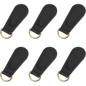 6pcs Genuine Leather Zipper Pulls Replacement Zipper Pull Black Pull Strap Cord Zipper Pullers Backpack Zipper Pulls Boot Jacket Bag Purse Accessories