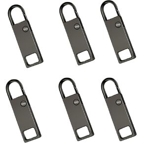 Mongather 6 Pieces Removable Zipper Pull Replacement,Universal Metal Zipper Head,Suitable for Suitcases, Backpacks, Wallets, Pants, Jackets (MG-Gun Black)