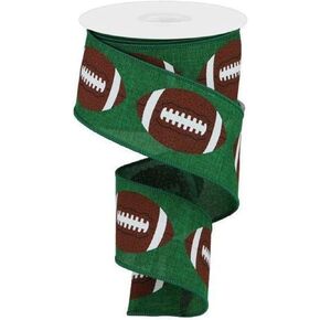 2.5" Football Ribbon: Emerald Green (10 Yards) - Sports Football Wired Edge Ribbon by Expressions RGA136906