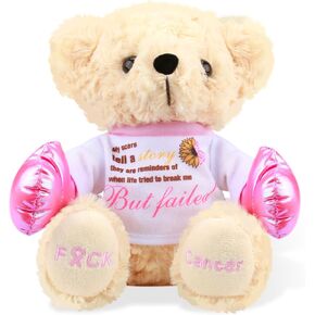 Breast Cancer Survivor Teddy Bear Stuffed Animal – Breast Cancer Gifts for Women, 8" Breast Cancer Awareness Stuffed Bear Plush Toy with Pink Ribbon Hat, Breast Cancer Comfort Gifts | I'm a Survivor