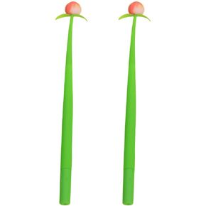 2pcs Cute Kawaii Pen Accessories Peach Writting Pen Fruit Shaped Gel Ink Pens Fruits Shaped Pens for Student and School Office Supplies Christmas Party Favor