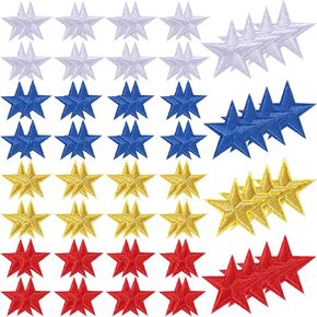 PAGOW 80 Pcs Star Iron on Patch, 1 Inch Sew on Star Embroidered Patches, Iron on Patches Embellishments for Clothes, Hats, Jackets, Star Decor, Appliques Decoration (Gold, Red, White, Blue, 1")