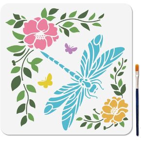 Mayjoydiy Viking Woman Warrior Stencil ، 11.8 × 11.8 بوصة ، قالب درع درع قابل لإعادة الاستخدام مع فرشاة الطلاء لديكور المنزل
